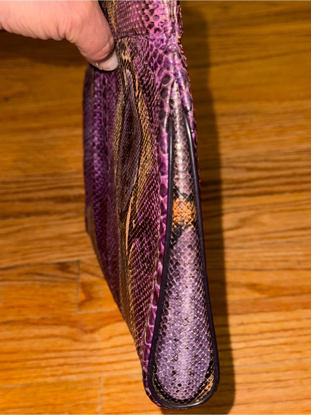 EUC Vintage Bags by Varon purple snakeskin clutch shoulder bag - Picture 10 of 10